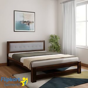 MORONI Queen Size Box Bed in Provincial Teak Finish