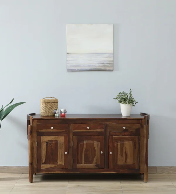 Rustic Sheesham Wood Storage Sideboard in Teak Finish