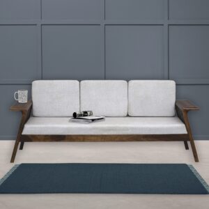 RegalComfort Sheesham Wood 3 Seater Sofa In Beige Color RegalComfort Sheesham Wood 3 Seater Sofa In Beige Color