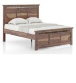 Fidora Solid Wood King Size Non Storage Bed in Teak Finish