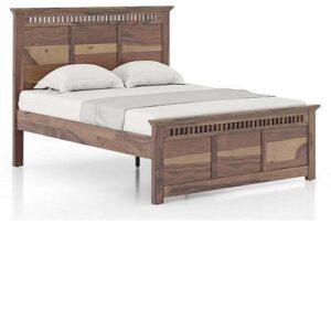 Fidora Solid Wood King Size Non Storage Bed in Teak Finish