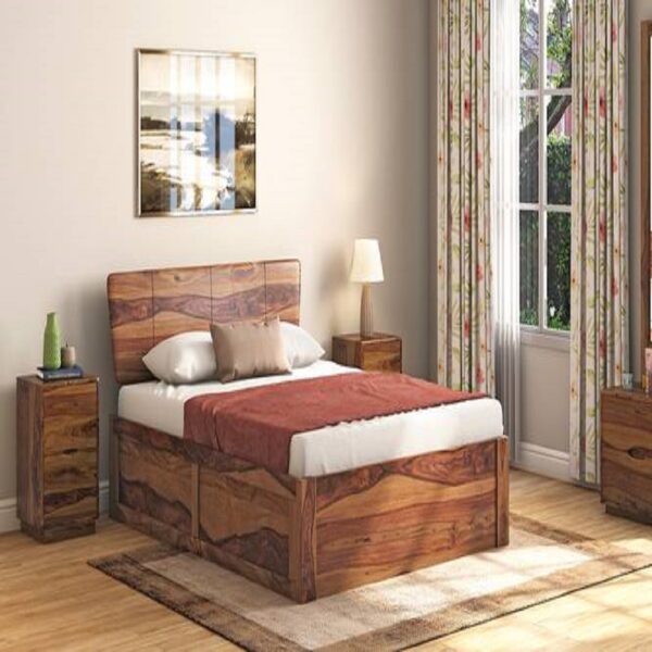 Luxury Hydraulic Storage Bed in Solid Wood