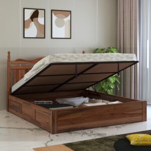 sheesham wood bed with hydraulic storage