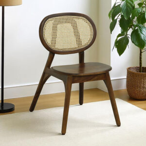 Milton Wooden Cane Dining Chair set of 2 Sheesham Wood in Teak Finish