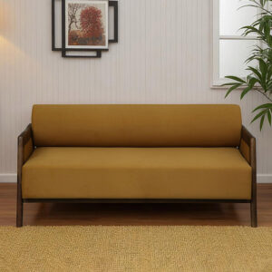 Ravello Wooden 3 Seater Sofa – Cane Side Design with Round Back Cushion