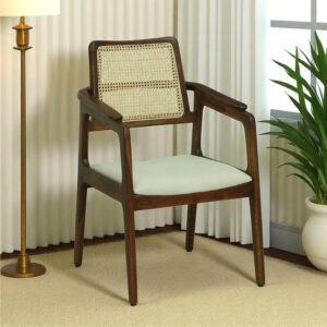 Classic Wooden Cane Armchair – Teak Finish