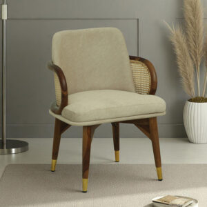Elara Solid Wood Armchair – Premium Teak Finish Wooden Chair