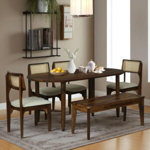 Carlisle Sheesham Wood 6 Seater Dining Set with Bench in Teak finish