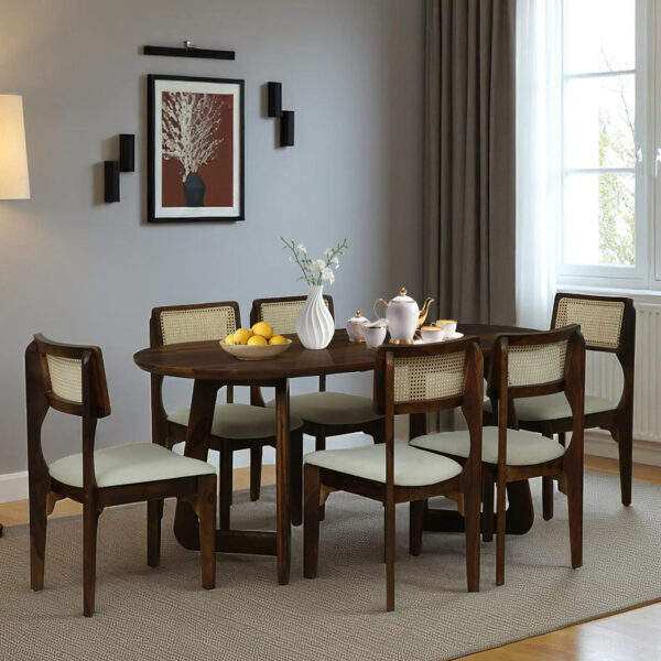 solid wood 6 seater dining set
