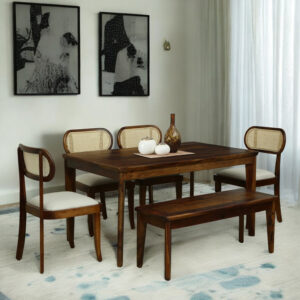 Nebala Sheesham Wood 4 Seater Dining Set With Bench