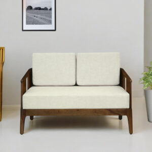 Desvora Sheesham Wood 2 Seater Sofa In Beige Colour