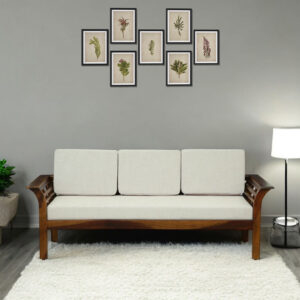 solid wood 3 seater sofa