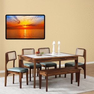 Gistara Sheesham Wood 6 Seater Dining Set in Teak Finish